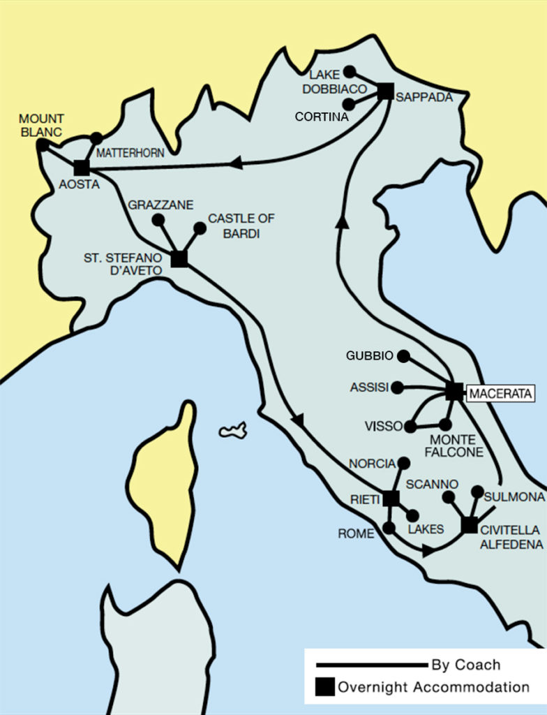 Map of Scenic Italy & The Alps
