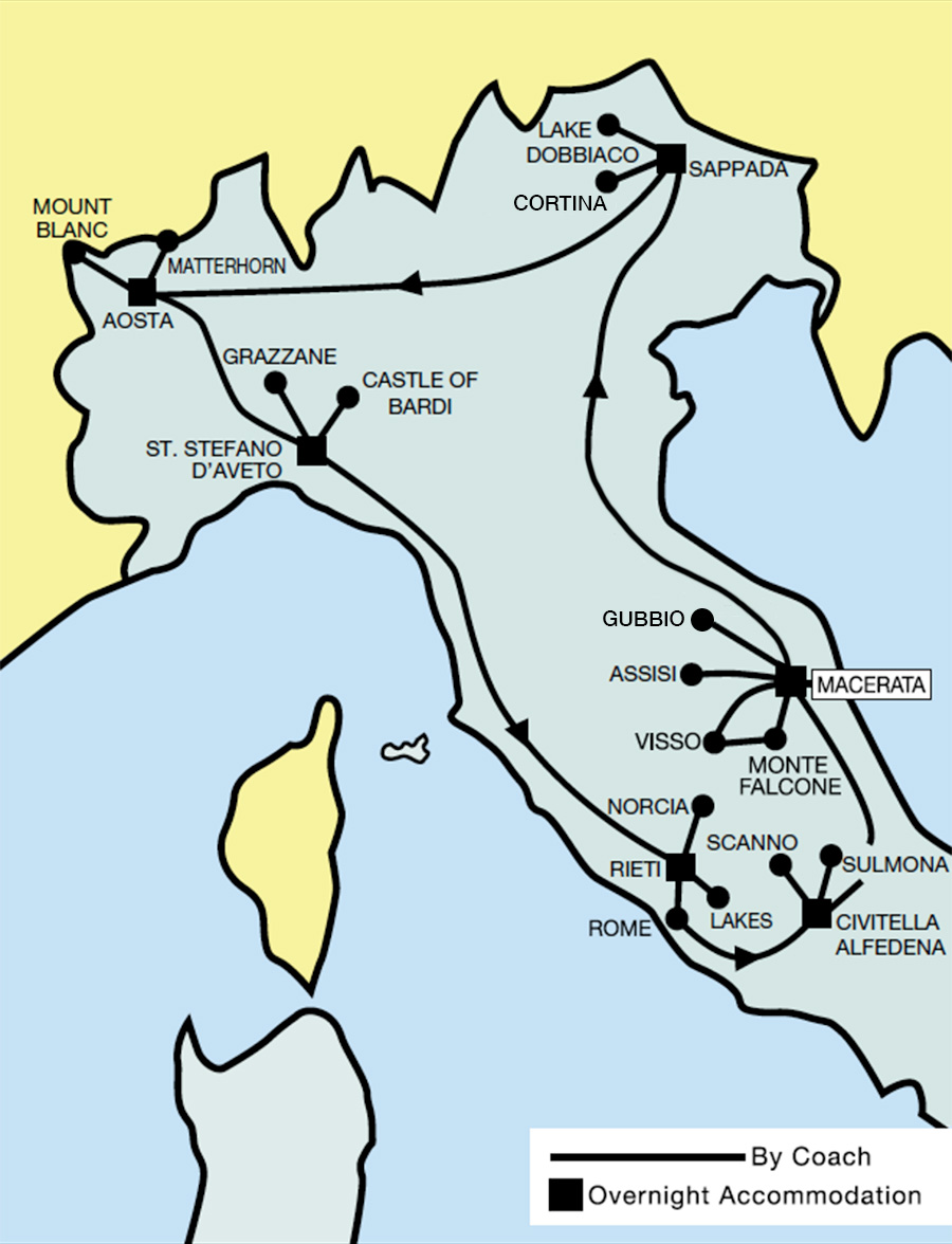 Scenic Italy & The Alps Tour Map