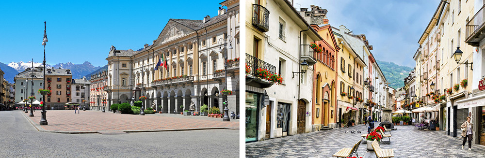 Images of downtown Aosta, the capital of the Region of Valle d’ Aosta