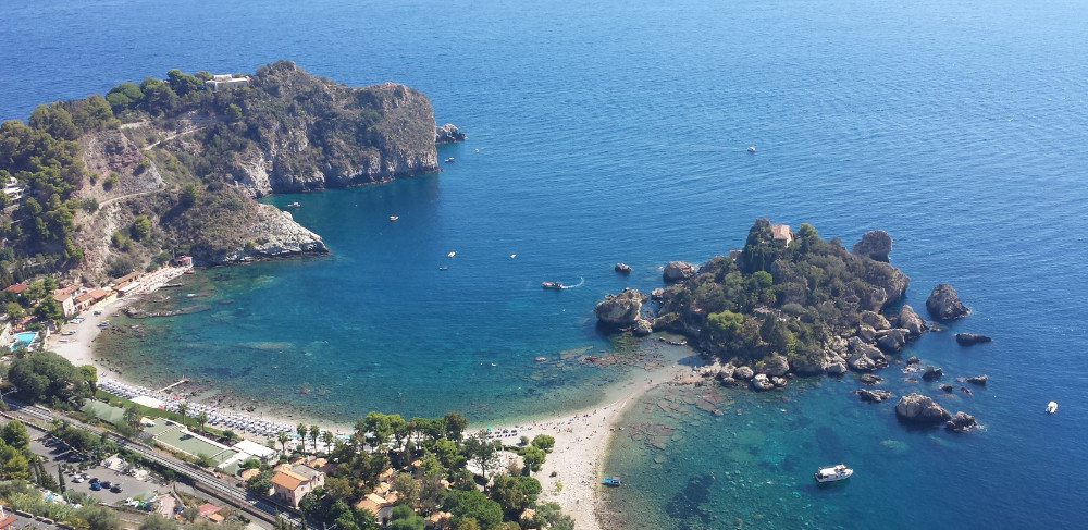 Sicily – Taormina’s coastline is just 200m below the downtown district
