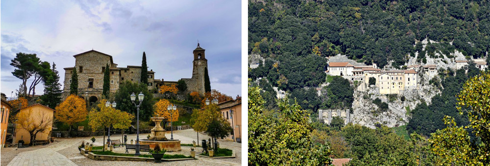 The picturesque mountain village of Greccio and its sanctuary on a rocky cliff